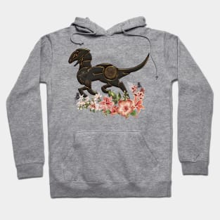 Steampunk creature, gears and flowers Hoodie